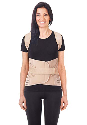 Corrector Postura y Soporte para Espalda respiratorio- corrección de postura-Apoyo a La Columna Vertebral- Cinturón Para Alivio del Dolor de Espalda LUX Beige X-Large