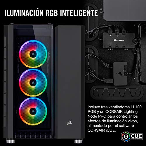 Corsair Crystal Series 680X RGB - Caja de PC, Vidrio Templado ATX Smart Gaming Case con alto flujo de aire, Iluminación RGB LED, Negro