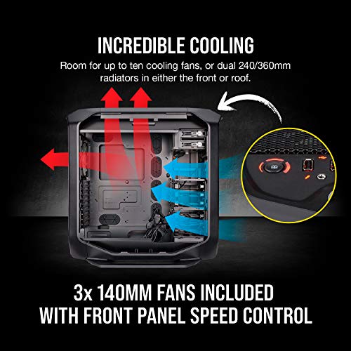 Corsair Graphite 780T Full-Tower ATX - Caja de PC,  ventana lateral con dos AF140 rojo LED ventilador, Negro