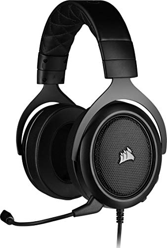 Corsair HS50 Pro Stereo Auriculares para Juegos (Ajustables Espuma viscoelástica Almohadillas, Ancelación del Ruido extraíble micrófono, Compatible con PC, PS4, Xbox One, Switch y móviles), Negro