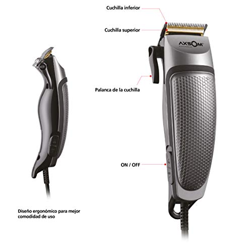 Corta pelos Profesional Con Revestimiento de Titanio, Cortadora de Pelo de 3000RPM, Maquina de Cortar pelo Acero Inoxidable y Titanio, Con 4 Cabezales Intercambiables, Cortapelo Profesional con Cable