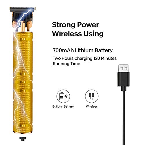 Cortapelo para Hombres,Cortapelos Hombre，Cortapelos Eléctrico con 4 Peines Guía,Profesional Recortadora para Barba y Pelo Carga USB（Dorado）