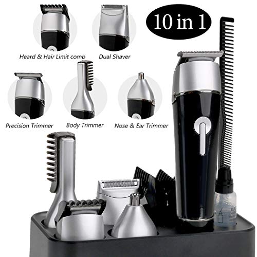 Cortapelos Electrónico,JUSTDOLIFE Cortapelos Profesional Hombre Barbero,Máquina de Afeitar, Recortadora Barba y PrecisiónImpermeable 10 en 1 Afeitar de Barba/Cara/Cuerpo Afeitar Recortadora Barba