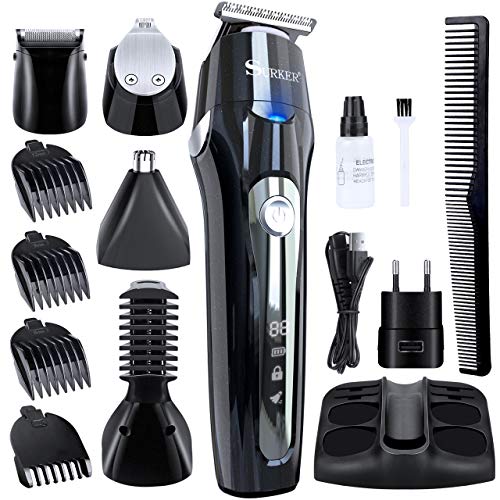 Cortapelos Hombre Maquina de cortar, Aiemok Cortapelos Profesional Hombre de Pelo Recargable, Barbero Electrico Recortador de Barba Precisión Afeitadora Corporal, Impermeable Inalámbrica Recargable