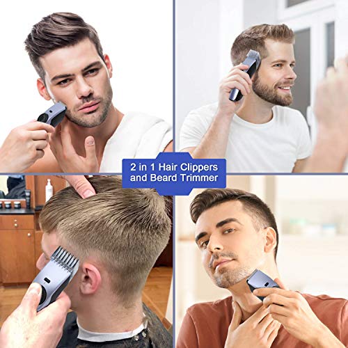 Cortapelos Hombres, Sin cable Profesional Cortapelos Eléctrico con USB recargable Afeitadora de barba Conjunto de herramientas de aseo Longitudes ajustables con precisión Kit de corte de cabello