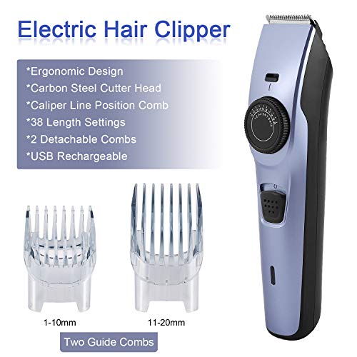Cortapelos Hombres, Sin cable Profesional Cortapelos Eléctrico con USB recargable Afeitadora de barba Conjunto de herramientas de aseo Longitudes ajustables con precisión Kit de corte de cabello