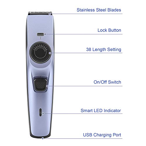Cortapelos Hombres, Sin cable Profesional Cortapelos Eléctrico con USB recargable Afeitadora de barba Conjunto de herramientas de aseo Longitudes ajustables con precisión Kit de corte de cabello