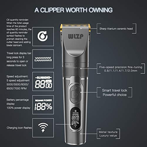 Cortapelos Profesional Hombre,Fader eléctrico con pantalla LCD,cortadora de cabello profesional recargable USB para uso doméstico,lavado de cuerpo entero,Giveaway-11 piezas