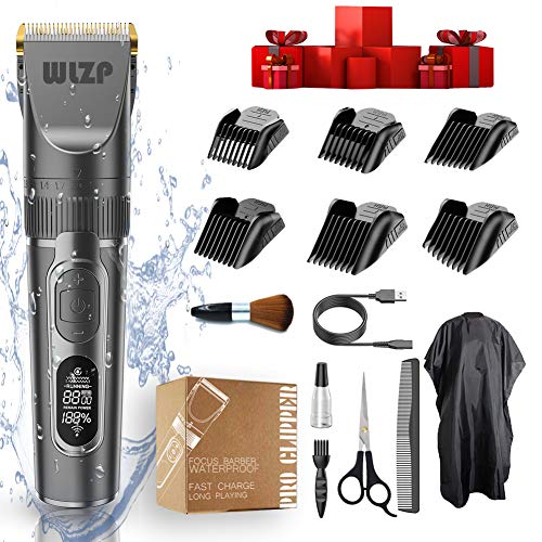 Cortapelos Profesional Hombre,Fader eléctrico con pantalla LCD,cortadora de cabello profesional recargable USB para uso doméstico,lavado de cuerpo entero,Giveaway-11 piezas