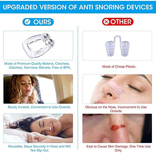 Cortneyrs Dispositivos Anti Ronquidos，4 PCS Dispositivos Antirronquidos Magnético Clip anti ronquidos soluciones，Dilatador nasal con imanes para una cómoda congestión para dormir (transparente)