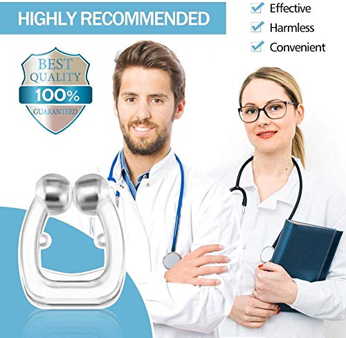 Cortneyrs Dispositivos Anti Ronquidos，4 PCS Dispositivos Antirronquidos Magnético Clip anti ronquidos soluciones，Dilatador nasal con imanes para una cómoda congestión para dormir (transparente)