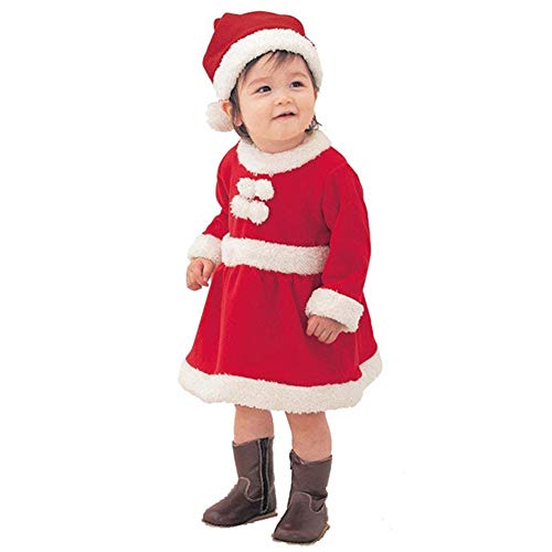 Cosanter Pijamas y Algodón Conjunto de Navidad Forrado con Durmiente Disfraz Bebé Niño Papá Noel Invierno Rojo Niña (M)