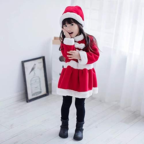 Cosanter Pijamas y Algodón Conjunto de Navidad Forrado con Durmiente Disfraz Bebé Niño Papá Noel Invierno Rojo Niña (S)