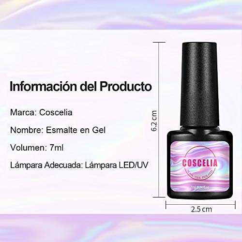Coscelia Kit de Esmaltes Semipermanentes Lampara LED/UV de 36W 8pcs Esmaltes en Gel Máquina de Taladro de Uñas Base y Top Coat Accesorios de Manicura