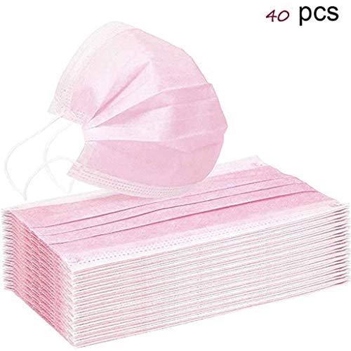 COSEE 40Piezas Rosado Adulto Color sólido Personal Diaria Protección,para Transpirables con Elástico para Los Oídos-COSEE831