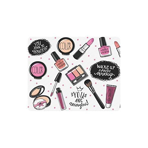 Cosméticos divertidos Set Esmalte de uñas Rímel Lápiz labial Sombras de ojos y pincel Rectángulo Goma antideslizante Cómoda Computadora Alfombrilla de ratón Gaming Alfombrilla para oficina Hogar Mujer