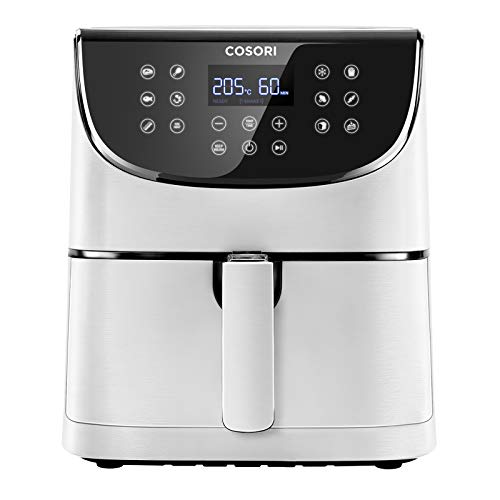 COSORI Freidora sin Aceite 5,5L, Freidora Aire Caliente con 11 Programas, Air Fryer con Función Mantener Caliente, Pantalla LED Táctil, Temporizador, Sin BPA ni PFOA, 100 Recetas, 1700W, Blanco