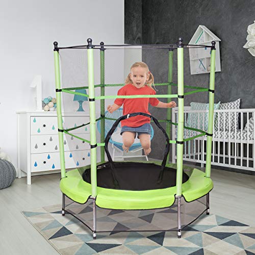 COSTWAY Cama Elástica de Jardín Infantil Trampolín para niños con Red de Seguridad Ø 140cm