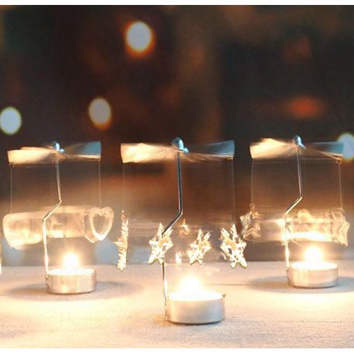 Cosy YcY Juego de candelabros para velas, portavelas para mesa, para casa/fiesta/boda/Navidad, regalo de inauguración de la casa, titular de vela giratoria (patten copo de nieve + rosa + corazón)