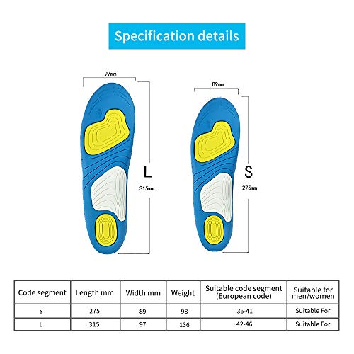 CosyInSofa - Plantillas ortopédicas completas para el dolor de talón, fascitis plantar, dolor de rodilla, Azul (azul), 40-45EU