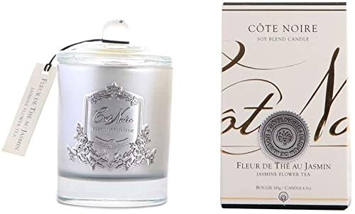 Cote Noire - Vela aromática en tarro de cristal (aroma de flores de jazmín, 185 g, edición limitada plateada)