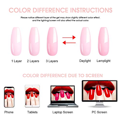 CoulorButtons URSUGAR - Esmalte de uñas de gel UV de 7,5 ml, colores para verano, secado con luz UV LED, color rosa y verde, colección azul, 6 colores