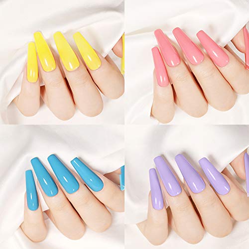 CoulorButtons URSUGAR - Esmalte de uñas de gel UV de 7,5 ml, colores para verano, secado con luz UV LED, color rosa y verde, colección azul, 6 colores