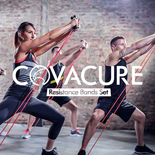 COVACURE Juego de bandas de resistencia para piernas y glúteos, hasta 68 kg, bandas elásticas de entrenamiento con 5 tubos de fitness para hombres y mujeres, anclaje de puerta, correas de tobillo