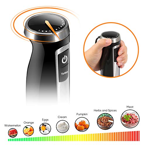 Coziselect 4 en 1 Batidora de Mano, 800W, Juego de Accesorios de 3 Partes, Adecuada para la Preparación de Papillas, Ensaladas, Sopas y Verduras, Negro