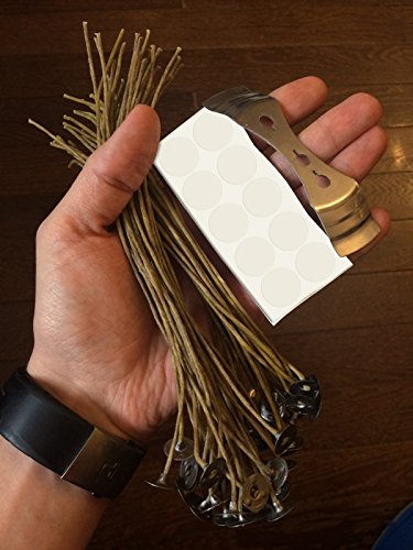 CozYours - Mechas de 200 mm de cera de abeja con pegatinas de mecha de lona y termo para centar la vela, 50/50 / 1 unidades; poco humor y natural; para hacer velas. Mechas para hacer velas