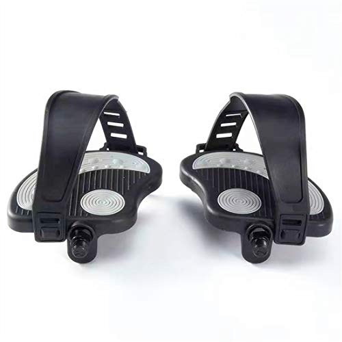 COZYROOMY Pedales de Bicicleta estática con Correa Ajustable para Pedales de Bicicleta estática de Interior para Todos los husillos de 9/16 y 1/2 Pulgada. 6 Meses de Garantia (1/2)