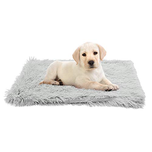 Cozywind Cama Gato Suave Cama Perro Redonda+manta para mascotas,Mascotas Calentito Cojín Lavable Invierno de Felpa,Diámetro 50cm,Gris Claro