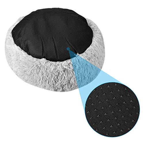 Cozywind Cama Gato Suave Cama Perro Redonda+manta para mascotas,Mascotas Calentito Cojín Lavable Invierno de Felpa,Diámetro 50cm,Gris Claro