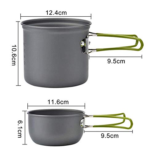 Cozywind Utensilios de Cocina para Camping, Kit de Olla para Acampada y Senderismo, Portátil 2 Piezas