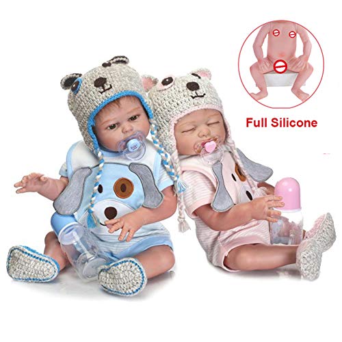 Cpippo Muñecas 20Inch 50CM Muñecas para bebés Reborn de Aspecto Real Muñecas de Silicona Suave para bebés Muñecas adorables para niñas gemelas para Mayores de 3 años,Twins