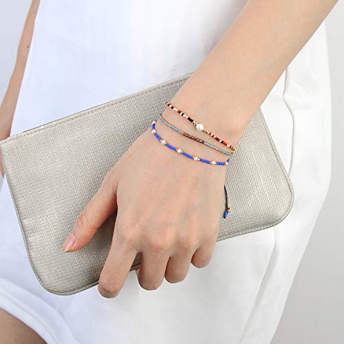 C.QUAN CHI Cuerda Esposas Hebra Tejido Pulsera Mujer Muñeca Ágata Playa Pulsera Bohemio Joyería Moda Hecho A Mano Trenzado Amistad Pulsera Guay Cumpleaños Regalos Graduación Regalos Su