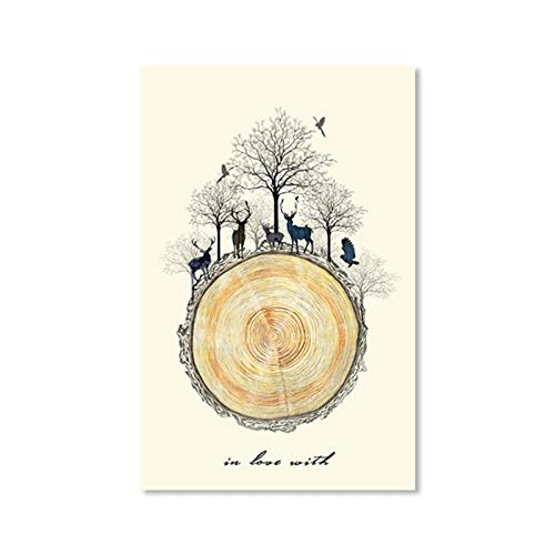 Cqzk Anual Rlk Big Tree Era Carteles Impresiones Arte de la Pared Pintura de la Lona   Imágenes para la Sala Decoración del Paisaje 40x60cmX3 Sin Marco