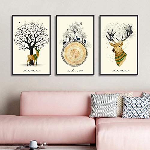 Cqzk Anual Rlk Big Tree Era Carteles Impresiones Arte de la Pared Pintura de la Lona   Imágenes para la Sala Decoración del Paisaje 40x60cmX3 Sin Marco