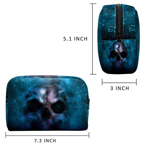 Cráneo horror halloween muerte cosméticos bolsa de maquillaje bolsa de viaje portátil para mujeres y niñas embrague con cremallera