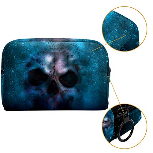 Cráneo horror halloween muerte cosméticos bolsa de maquillaje bolsa de viaje portátil para mujeres y niñas embrague con cremallera