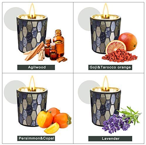 CREASHINE Vela perfumada,Regalos sofisticados para Hombres - Juego de Velas perfumadas a Mano, Lavanda, tarocco de Naranja, Copal y Madera de agil para aliviar el estrés y la aromaterapia