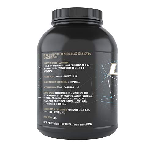 Creatina Monohidrato | Suplemento Deportivo Para Aumentar el Rendimiento Deportivo y la Masa Muscular | Más Fuerza y Energía | 180 Comprimidos -Qualnat