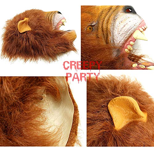 CreepyParty Fiesta de Disfraces de Halloween Máscara de Látex de Cabeza de Animal León