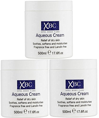 Crema Aqueous de XBC, humectante, grande, de 500 ml, alivio para la piel seca, 3 unidades