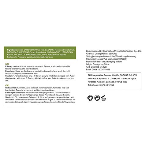 Crema de acné, crema antiespinillas, crema antiacné, equilibrio de aceite sano con hierbas naturales, contra el acné y las impurezas, protege el acné, cuida y regenera piel