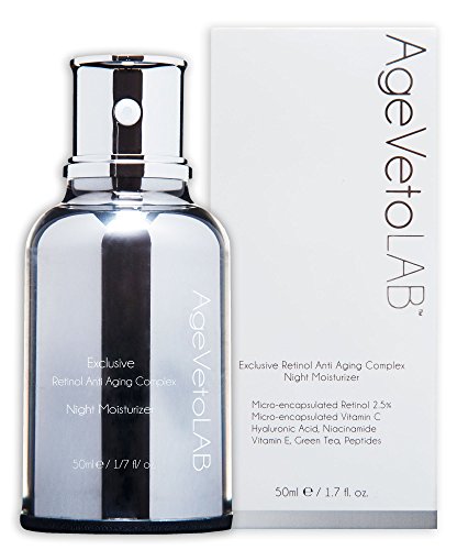 Crema de antienvejecimiento, retinol encapsulado, uso de noche, hidratante, complejo exclusivo con vitamina C, ácido hialurónico, niacinamida, vitamina E, péptidos, té verde, 50 ml