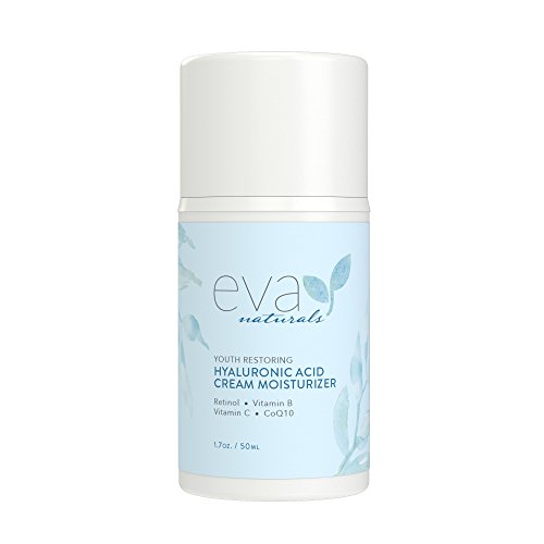 Crema Humectante de Ácido Hialurónico Eva Naturals - la Mejor Antiarrugas - Humectante Facial, Piel Seca, Retinol, Vitamina B, C, E y CoQ10 - Anti-Edad: Mejora Piel Seca, Reduce Líneas Finas y Arrugas
