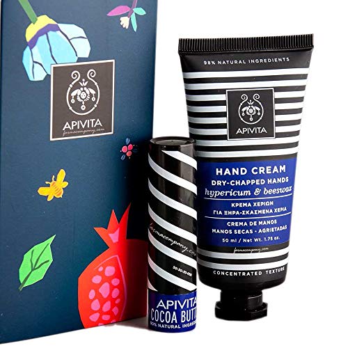 CREMA PARA MANOS SECAS Y AGRIETADAS CON CERA DE ABEJAS + BALSAMO LABIAL CON MANTECA DE CACAO