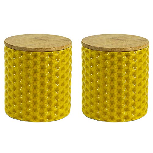 CREOFANT Tarro con tapa de bambú · Tarros de cristal con tapa · Juego de 2 · Tarros de almacenamiento · Caja decorativa con tapa de bambú · Elegante fiambrera