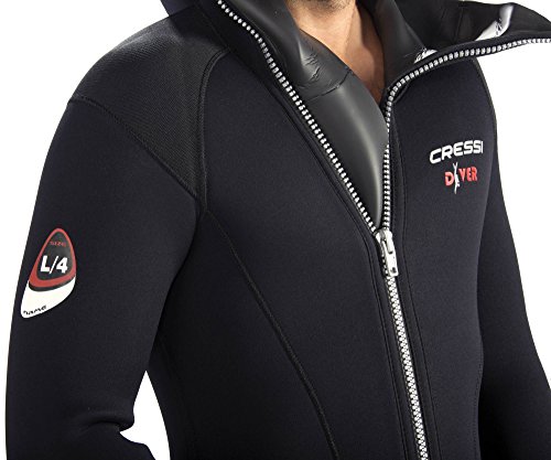 Cressi Diver Man Monopiece Wetsuit Traje de Buceo de Una Pieza, 5 mm, Hombres, Negro/Rojo, XL/5